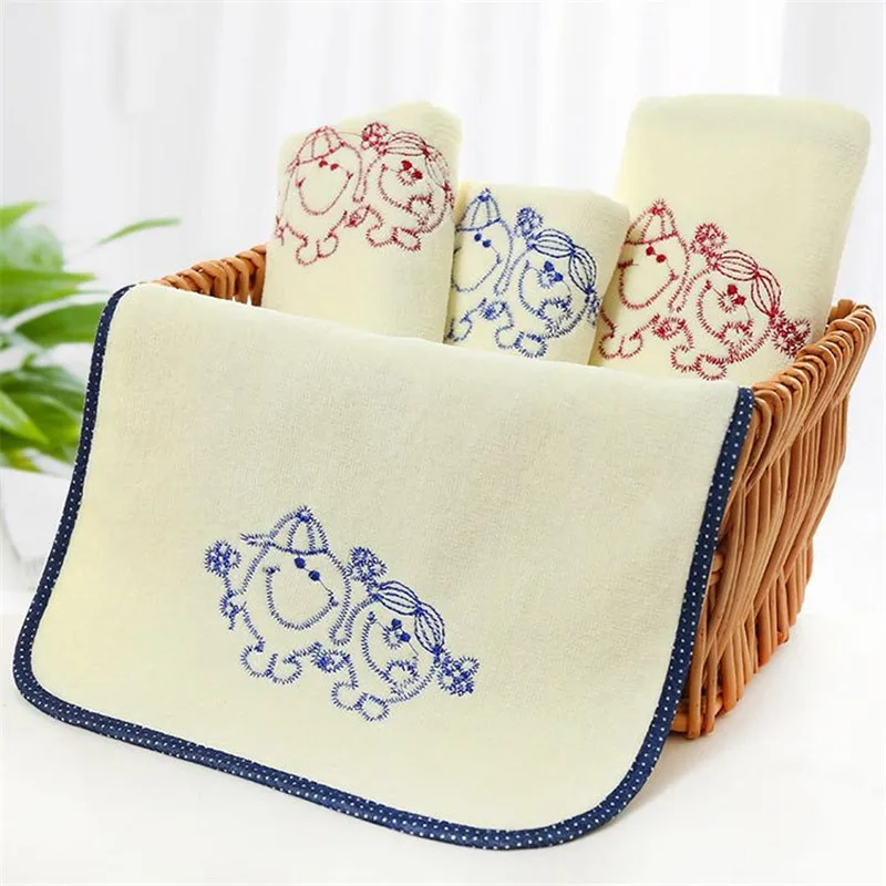 

2PCS/Set Baby Face Towels Bathroom Cotton Kids Terry Towel Cartoon Embroidered Red Hand Towels Child Absorbent Sports Towel