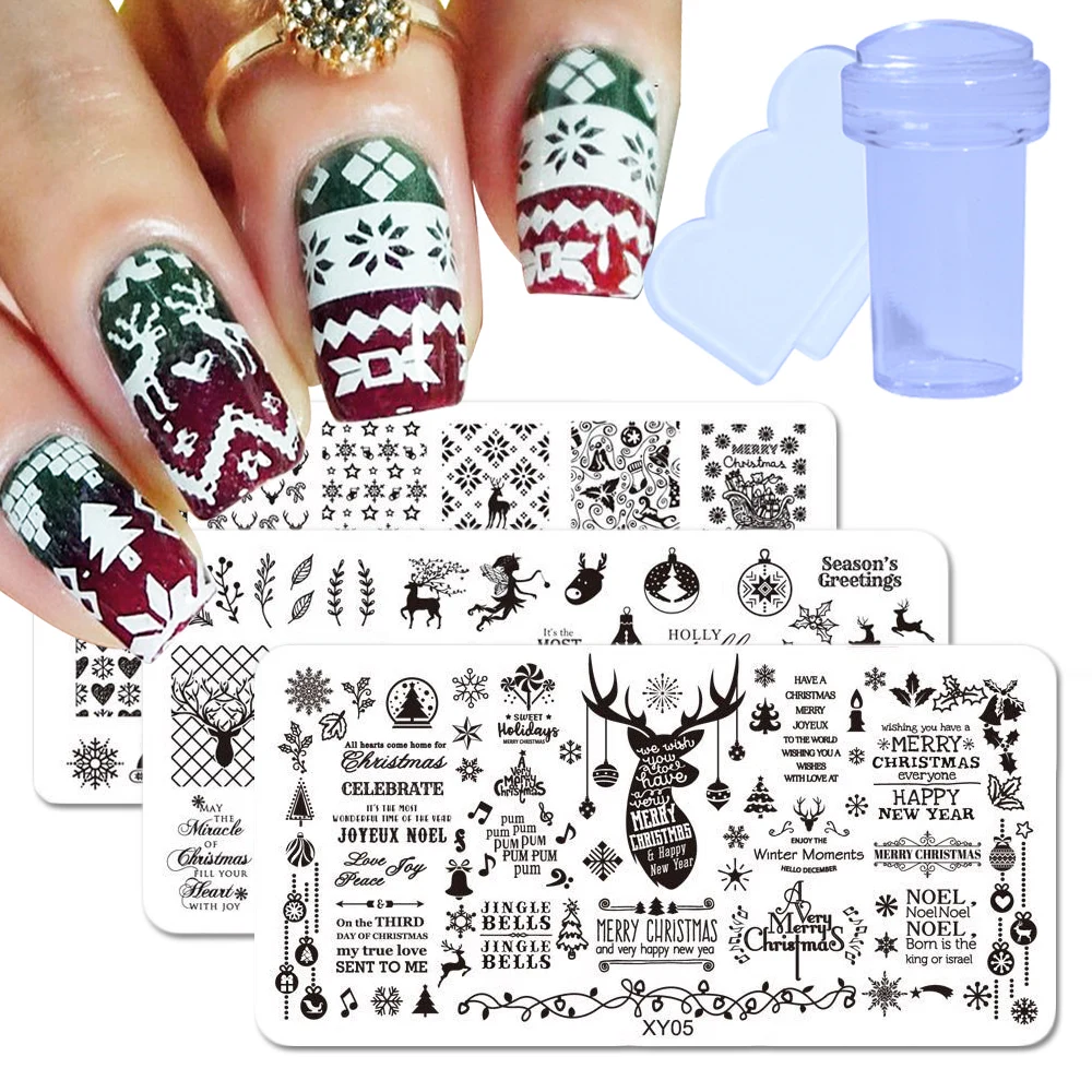 

Christmas Nail Stamping Templates Geometry Dream Catcher Image Plate Stencil Jelly Stamper Set Manicure Nail Tools JIXY01-08-1