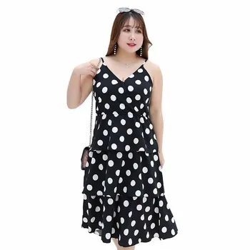 

summer 2019 women summer dress plus size dress beach dress Slim strap200 pounds fat sister chiffon dress frocks for women
