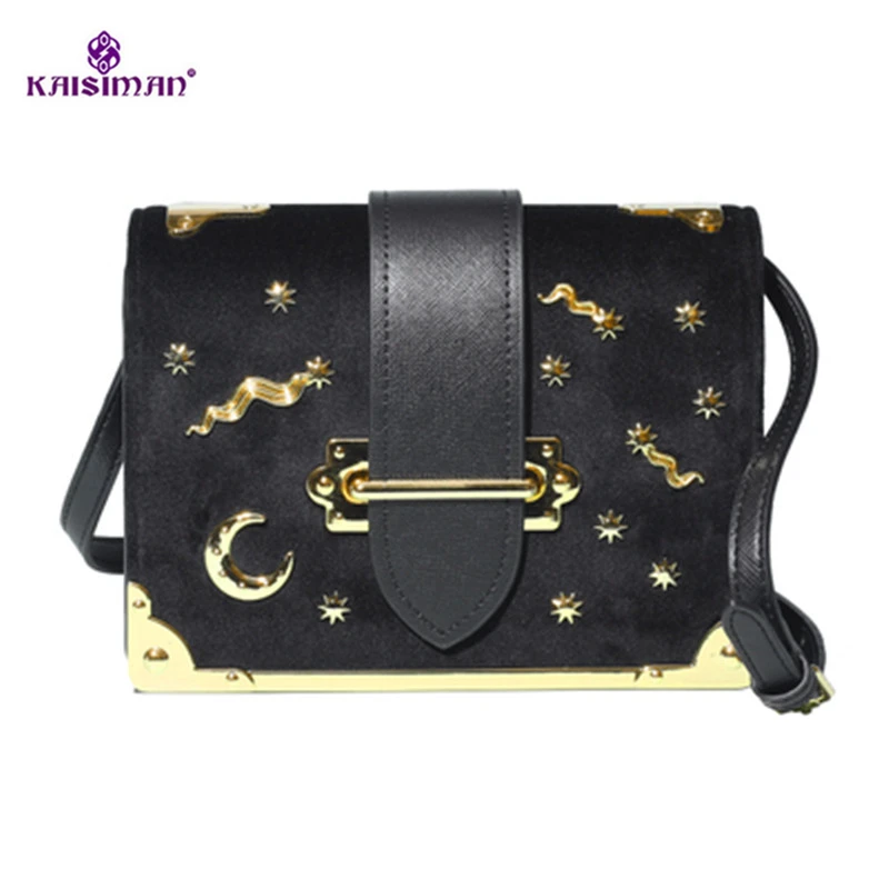 

Luxury Handbags Women Shoulder Messenger Bags Fashion Rivet Crossbody Bags for Women Flap Velvet Moon and Stars Designer Handbag