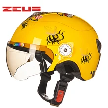 ZEUS Cartoon Motorcycle Children Half helmet face Kids cute capacete casco Safety dot ece sticker kids helmet(China)