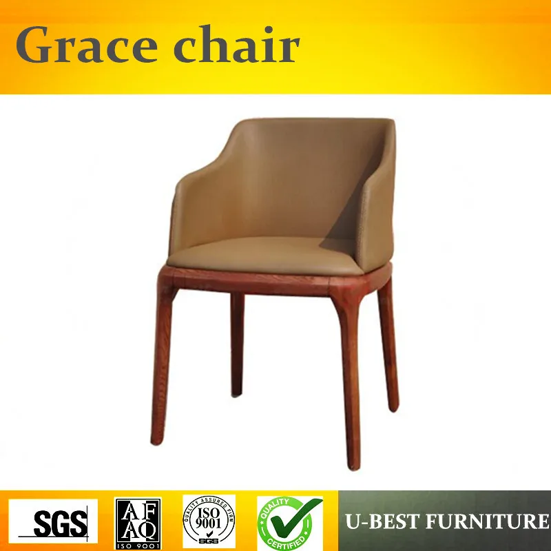 U-BEST простой дизайн Ресторан натуральная кожа grace деревянный обеденный стул