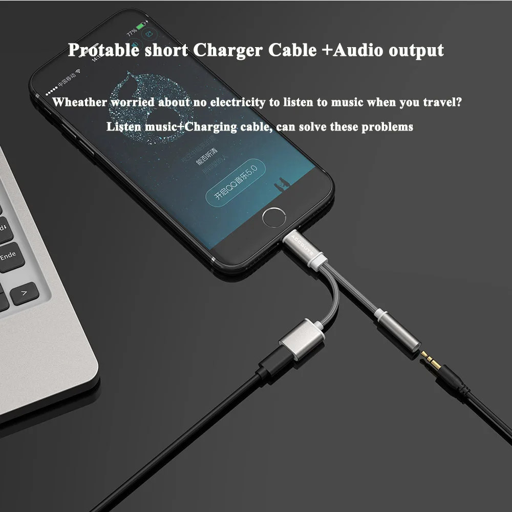ACCGUYS Aux аудио кабель адаптер для iPhone 8 наушники 2 в 1 3 5 мм разъем наушников USB X Plus