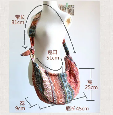 Hippie Crossbody Bag Thai Top Zip Hobo Sling Bag Handmade Hipster Messenger Bag (2)