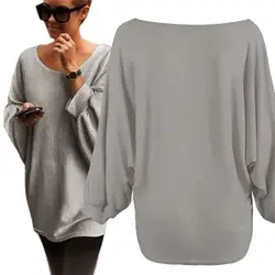 2533 Для женщин негабаритных Batwing трикотажный пуловер свободный свитер D45
