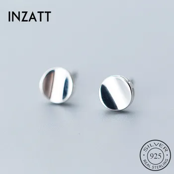 INZATT Geometric Round Glossy Minimalist Stud Earrings Fashion 925 Sterling Silver Fine Jewelry For Women Party Gift
