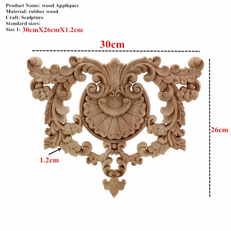 VZLX WSHYUFEI Цветочная резьба из натурального дерева аппликации для мебельного шкафа неокрашенные деревянные молдинги Наклейка декоративная фигурка