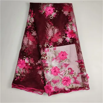 

3d African Lace Fabric 2019 Embroidered Nigerian Laces Fabric Bridal High Quality French Tulle 3d Lace Fabric for Women Dress