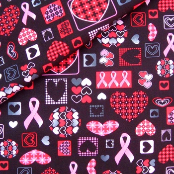 

140cmx50cm Cotton Woven Fabric - heart and bow on black background