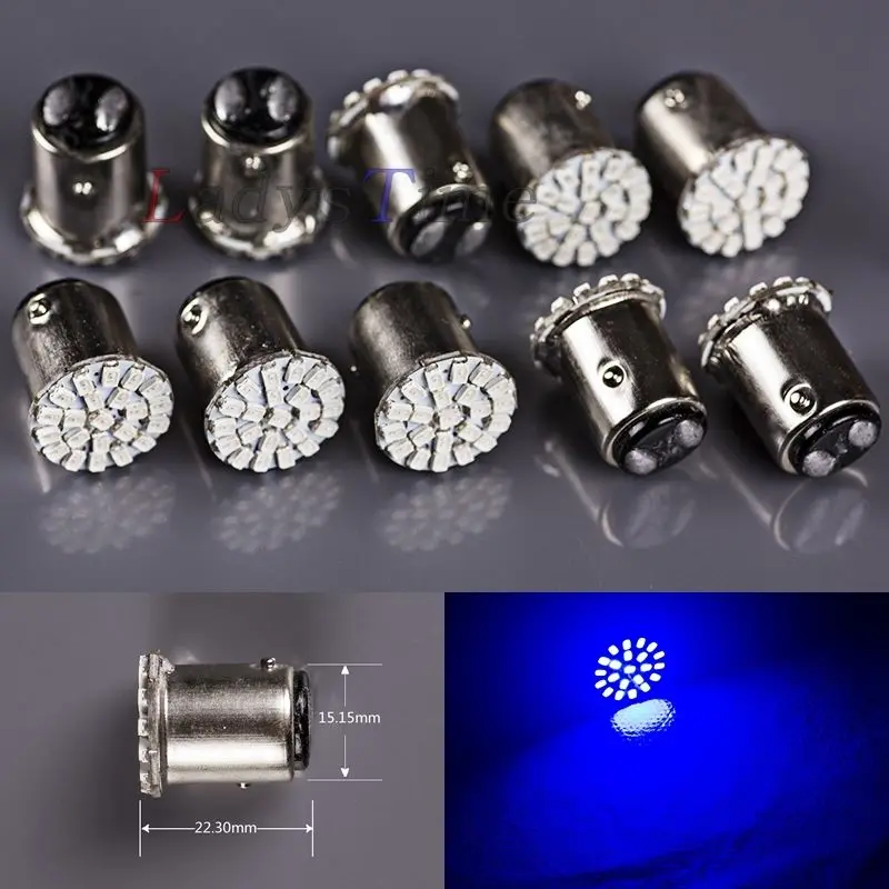 

CYAN SOIL BAY 10PCS 1157 BAY15D P21/5W Blue 22 SMD 1206 LED Stop Tail Turn Brake Side marker Light Lamp Bulb