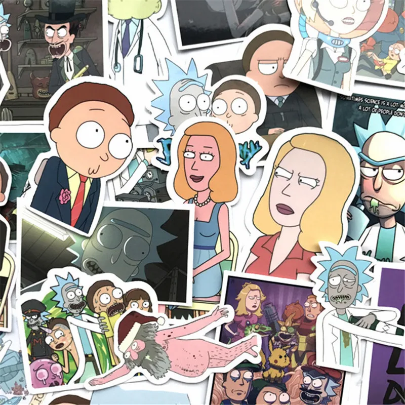 50Pcs Laptop 2019 Stickers Rick And Morty stickers Motorcycle/ Bicycle/ Skateboard Stickers, Luggage Decal Car Sticker Pack
