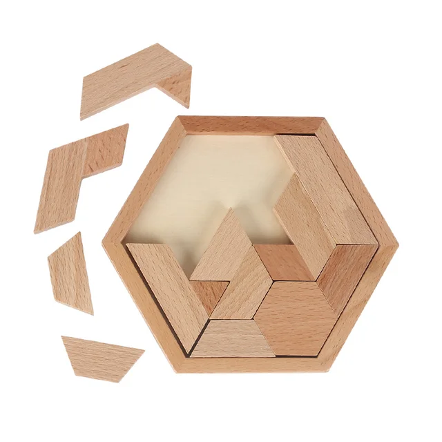 childrens wooden toys hexagonal geometry puzzle jigsaw puzzle children brains