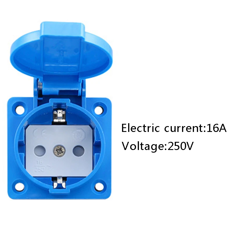 Европейская стандартная Водонепроницаемая настенная розетка 250 В 16А синяя с защитной крышкой зарядное устройство адаптер для кухни спальни настенная розетка питания