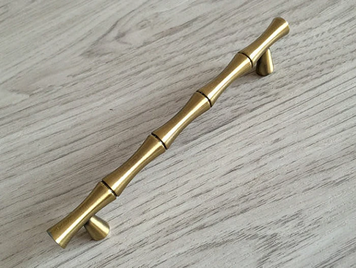 2PCS Retro Bamboo Zinc alloy Drawer Cabinet Handle Furniture pull Knob Antique Brass decorative door knobs 64mm 96mm 128mm