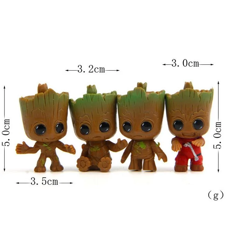 

4pcs/lot Galaxy Guard Q Tree Man Model PVC Figure Action Toy For Lovely Gift