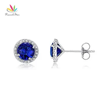 

Peacock Star 1 Carat Navy Blue Solid 925 Sterling Silver Stud Earrings Jewelry CFE8109