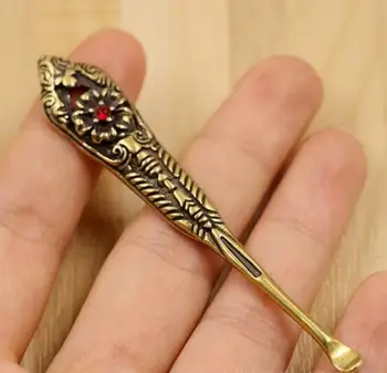 

NEW snuff spoon with red diamond /snuff pendant/ snuff bottle accessories/ popular in Europe,free shipping