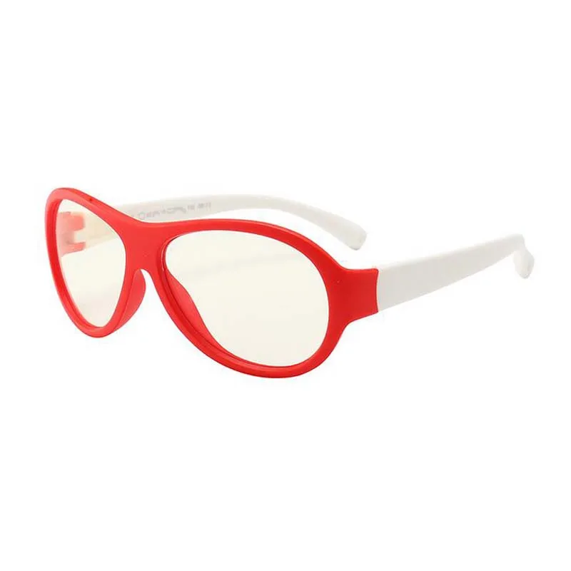 Comfort Baby Anti-blue Light Silicone Plain Computer Glasses Brand Children Soft Frame Goggle Glasses Kids Cat Eyes Eywear - Цвет оправы: red frame white