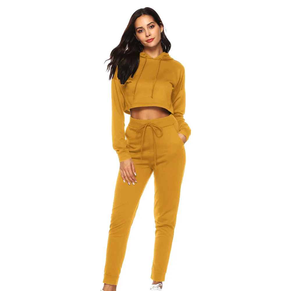 

Perimedes 2019 Autumn Winter Two-piece Tracksuit Women Solid Tracksuit Sweatshirt Long Pants Sport Lounge Wear Suit Sets#g40