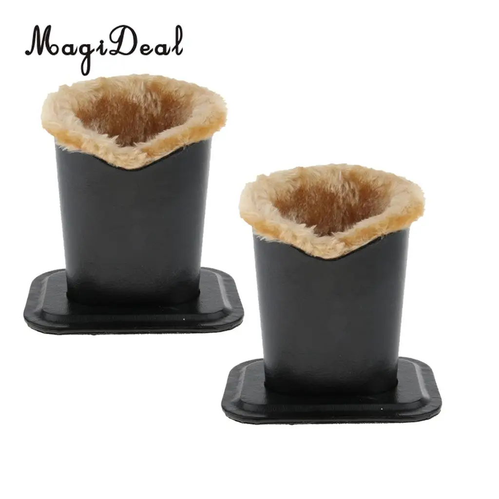 2Pcs Tan Plush Lined PU Eyeglasses Holder Stand Glasses Protective Case Pen Holder Anti-Scratch