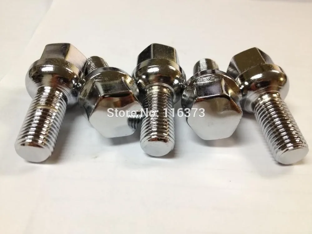 

20pc Extended Lug Bolts 14x1.5 28mm Shank 14mm x 1.5 Conical ball Seat 55mm Overall 17mm Hex