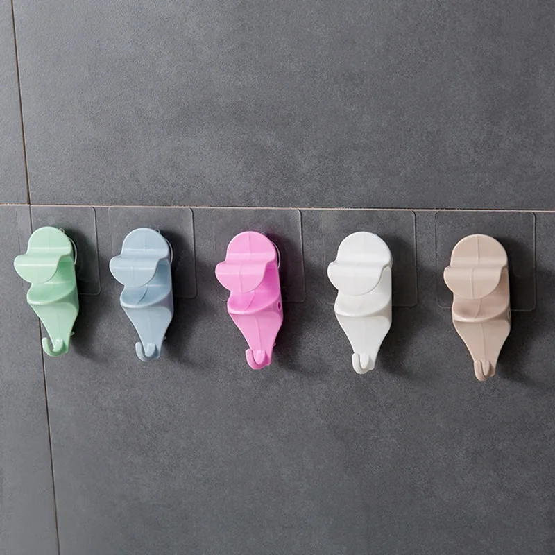 

5pcs Wall Washbasin Hook Kitchen Bathroom Storage Rack Organzier Wall Mounted Plastic Seamless Strong Washbasin Sundries Rack