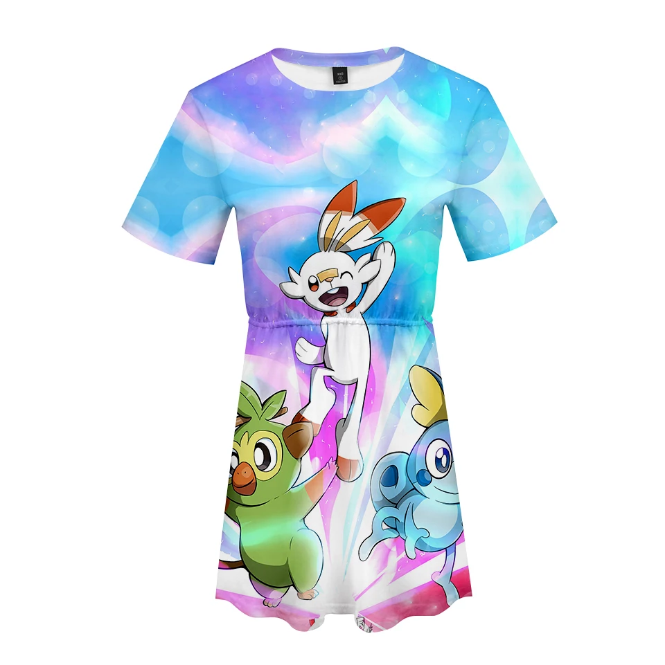Pokemon Sword and Shield 3D Printed Dress for Women Fashion Summer Short Sleeve Dress 2019 Hot Sale harajuku Streetwear Clothes