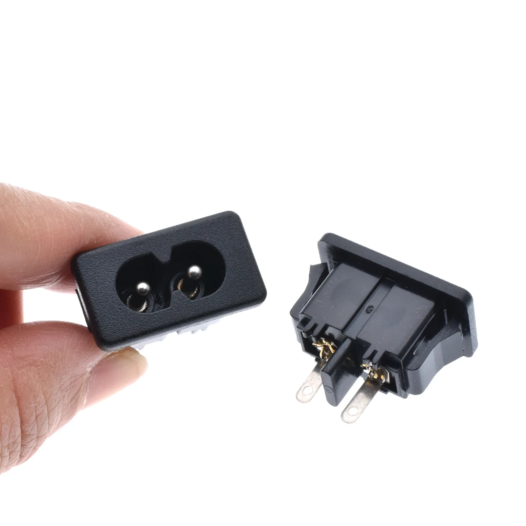 

10 шт. AC 250 В 2.5A 2-контактный черный штекер IEC320 C8 разъем питания