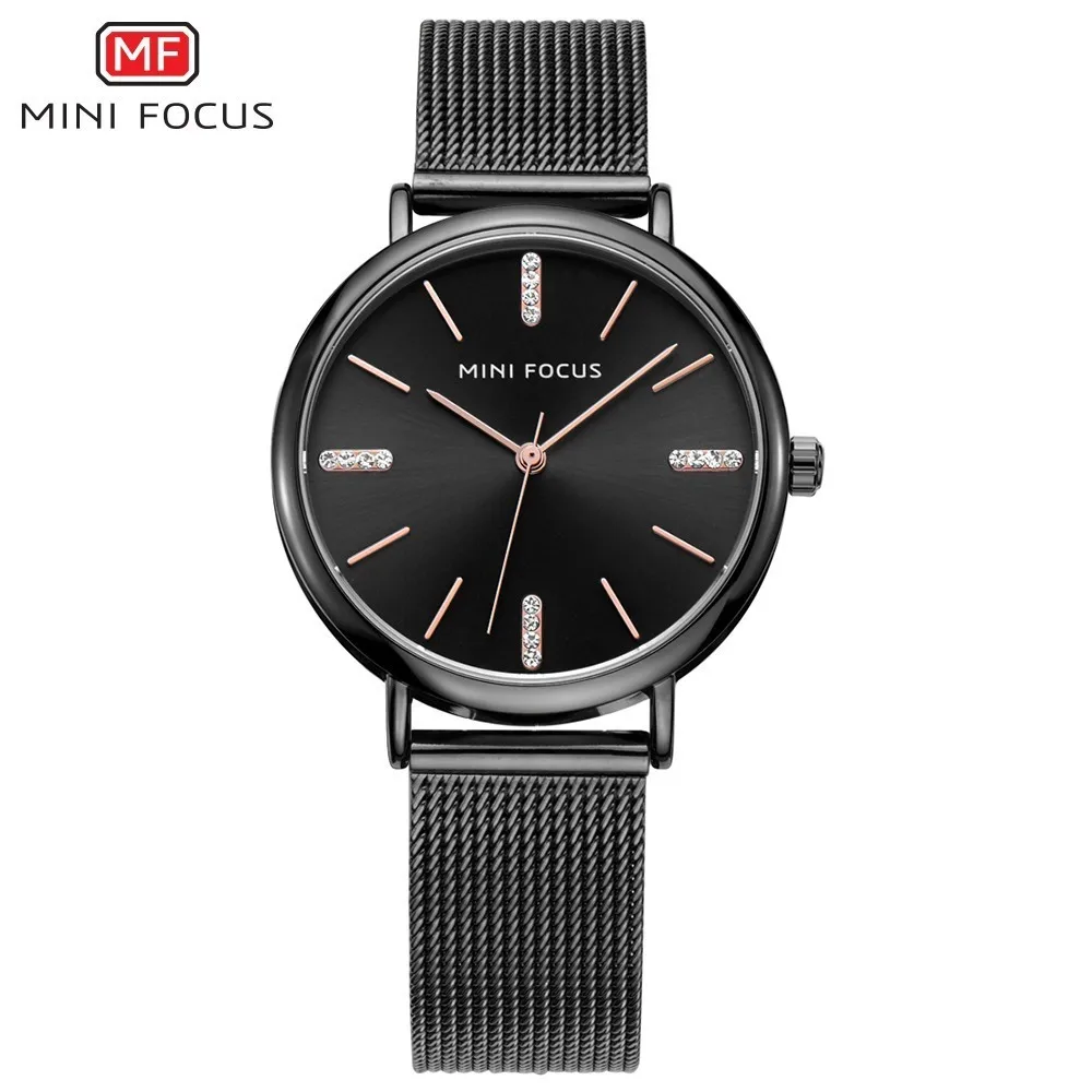 MINIFOCUS Black Woman Watches 2019 Brand Luxury Women Watches Waterproof Casual Ladys Watch Fashion Wristwatches Montre Femme
