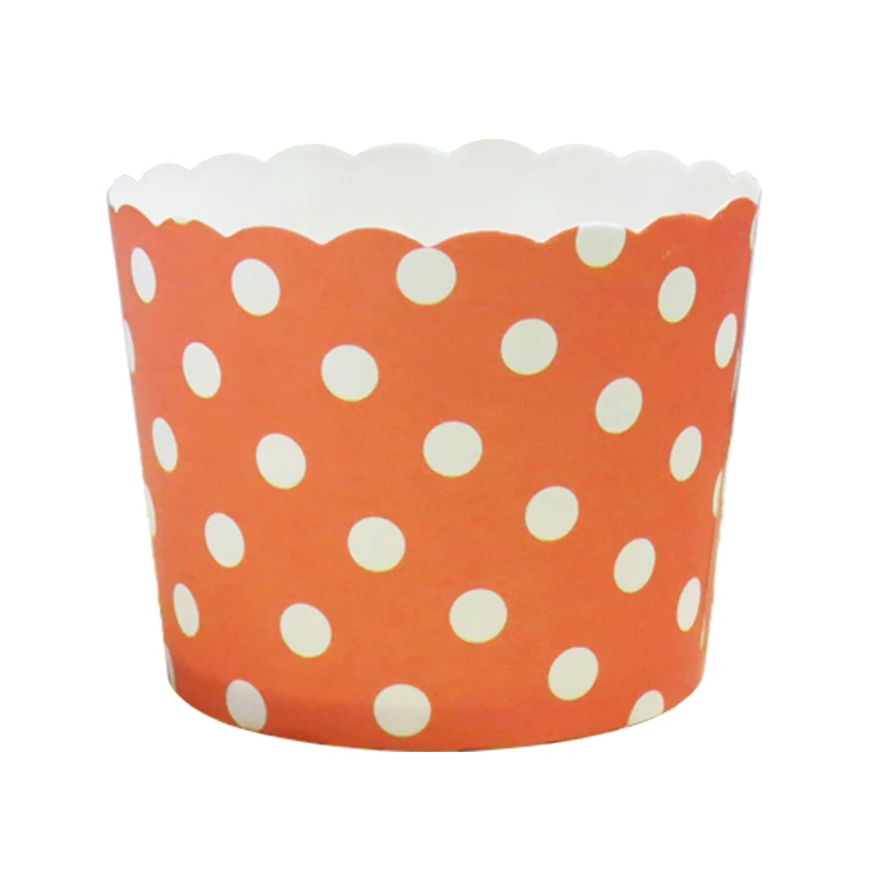 

50pcs Orange White Dots striped Paper Cake Cupcake Cup Tray Liners Baking tools for birthday wedding party Disposable cup
