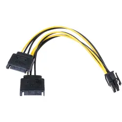 Двойной 15Pin SATA штекер 8Pin (6 + 2) PCI-E Male Video Card кабель питания 20 см