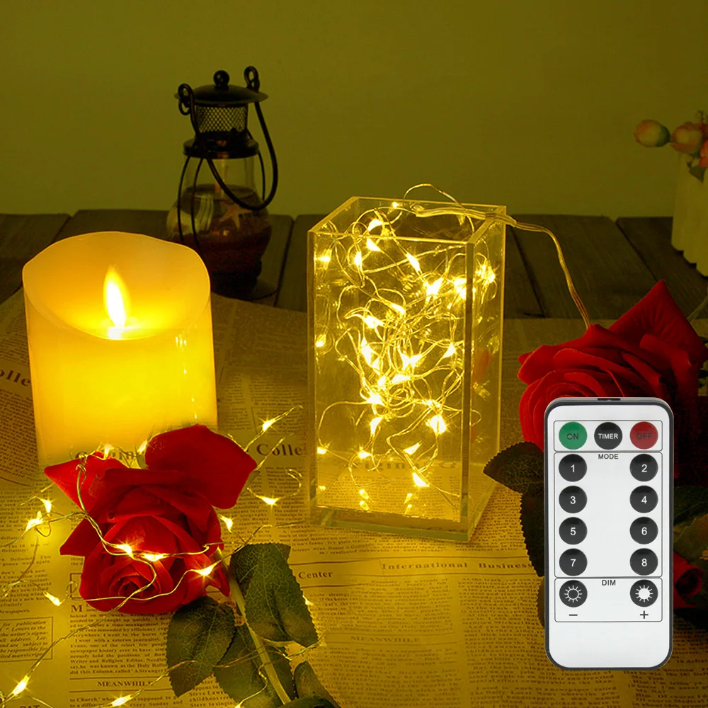 

2m 5m 10m Waterproof LED String Light AA Battery RF Remote Garland Xmas Fairy Lighting 20/50/100 LEDs for Outdoor Indoor Decor