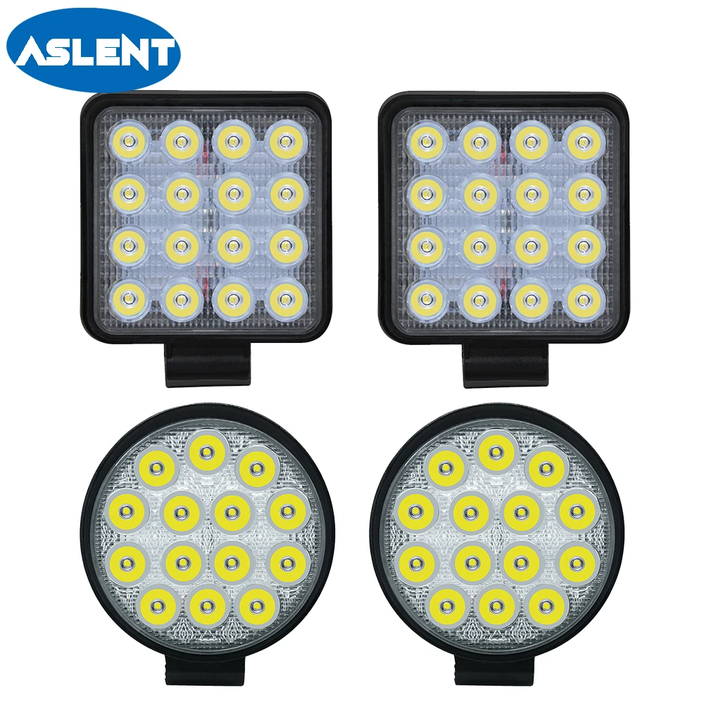 Aslent 4 inch 12v 24v 27W 42W 48W 4800lm Round Led Work Light Bar Spot beam Headlight For 4WD 4x4 Offroad SUV ATV Tractor Truck 