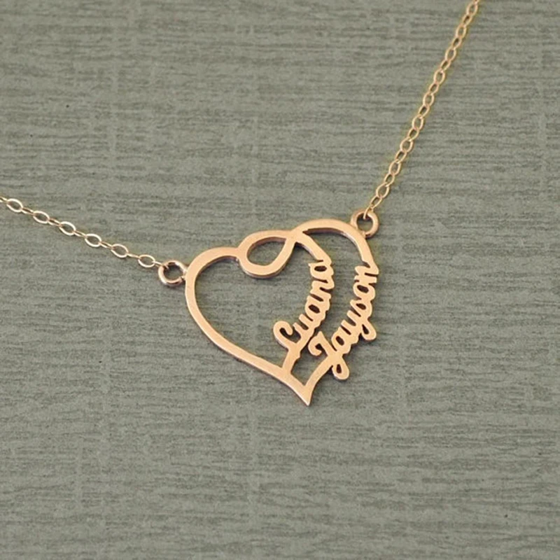 

Heart Shape Fashion Jewelry Personalized Name Necklace Stainless Steel Any Name Customized Women Necklace Best Gift For Family