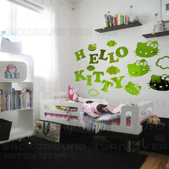 Us 20 59 28 Off Super Cute Cartoon Decorative Letters Hello Kitty Wall Sticker For Kids Rooms Nursery Girls Bedroom Decor Adhesive To Wall R233 In