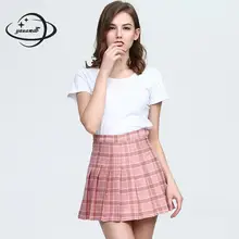 YAUAMDB/Женская до колен юбки лето размер XS-2XL женский плиссированные юбки плед высокой талией одежда на молнии Женская одежда ly31