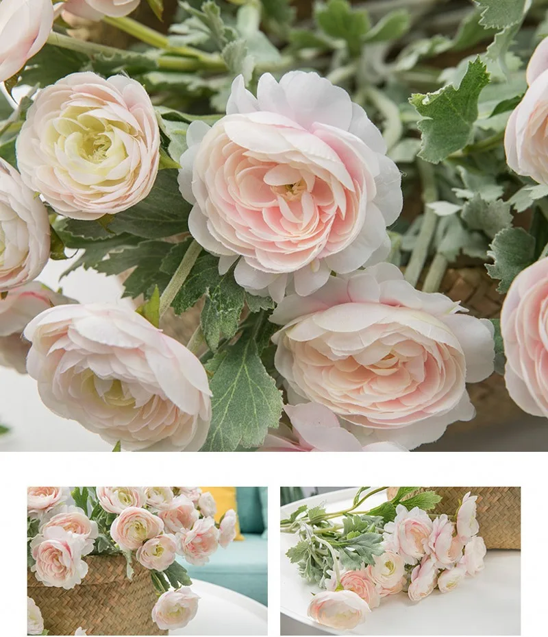 2021 Красивые Искусственные английские розы Ranunculus лютикус цветы из шелка шелковые