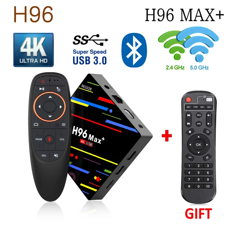 

H96 MAX PLUS Android 9.0 Smart TV Box RK3328 Quad Core 4GB RAM 32/64GB ROM 4K 3D 2.4G/5G Wifi voice control tv box pk x96