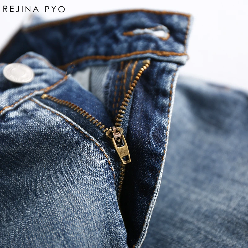 REJINAPYO женские Выбеленные обтягивающие джинсы-карандаш, тянущиеся джинсы с высокой талией и карманами, женские повседневные джинсы длиной до щиколотки