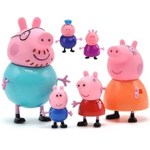 6pcs Original Peppa Pig George Family Pack Anime Figure Dad Mom Pink Pig Action Figure Pelucia Anime Toys for Children 5P pink pig peppa pig george guinea family pack dad mom action figure original pelucia anime toys gift for children