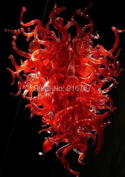 

Free Air Freight Popular Glossy Red Glass Chandelier Led Light Lamp