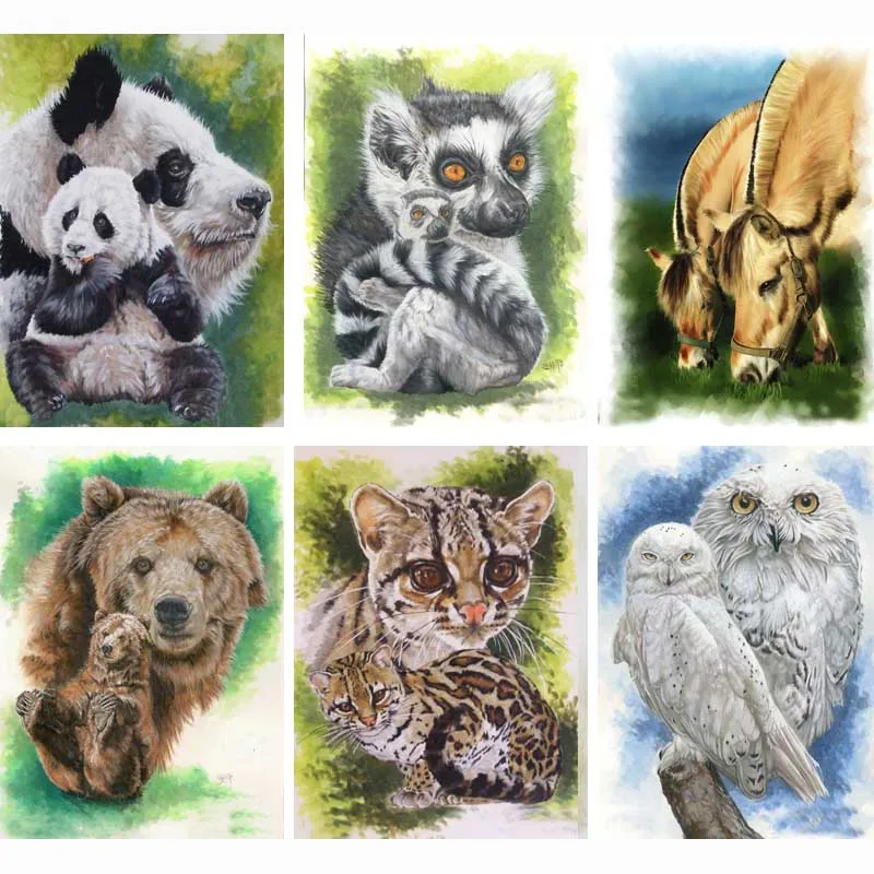 

New Cartoon Animal Diamond painting cross stitch full Diamond embroidery Europe Home decoration Square drill animal series