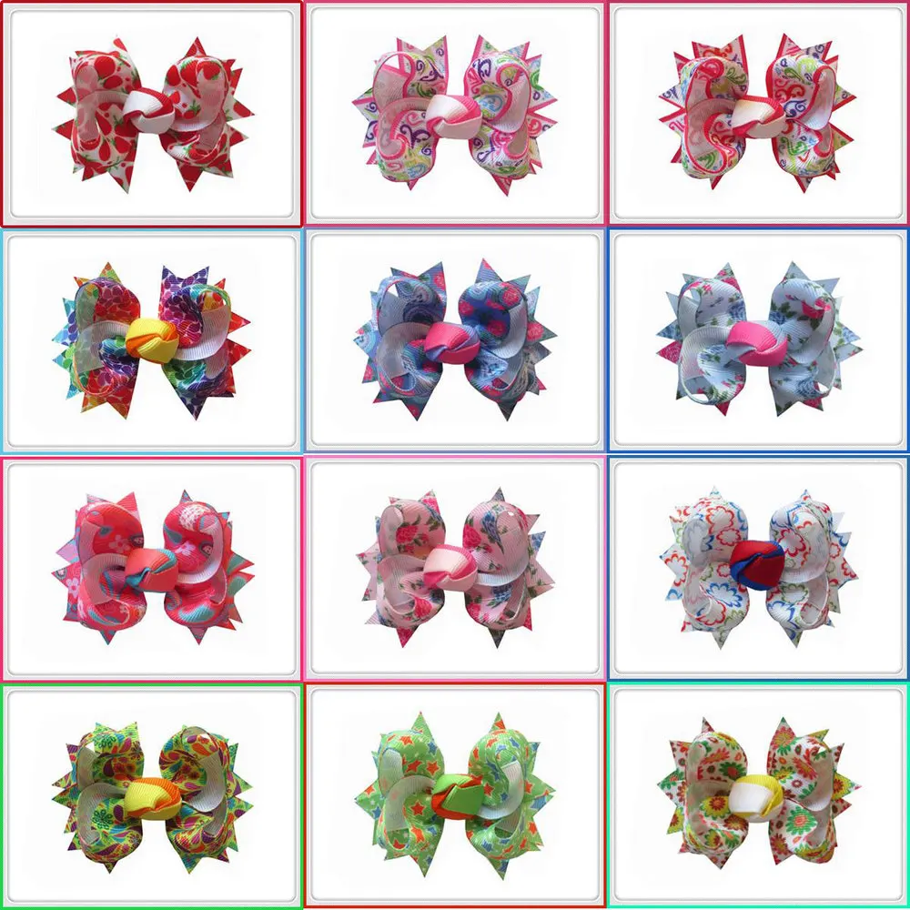 

12pcs 3.5" Grosgrain Ribbon Hair Bows WITH Clip Girl Pinwheel HairBows/Hair Clips/Hair Pins Accessories Free Shipping