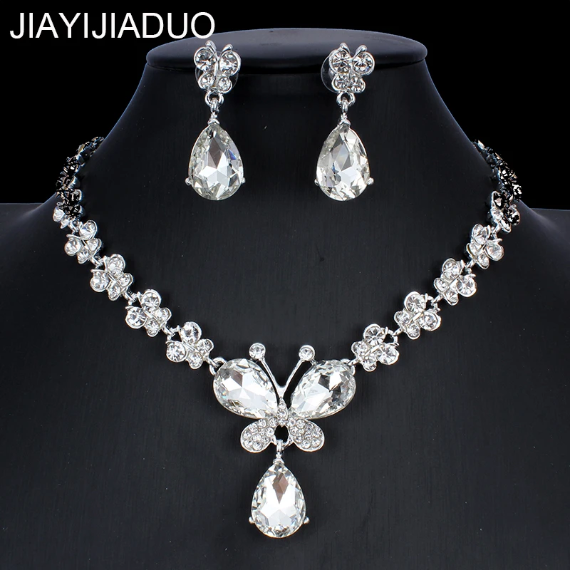 

jiayijiaduo Bridal Jewelry Set Wedding Jewelry Necklace Set Butterfly Crystal Jewelry Set Girl Gift