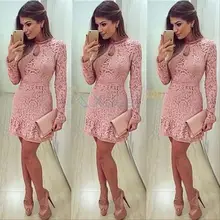 Mode Sexy Frauen Sommer Bodycon Cocktail Party Langarm Floral Mini Kleid