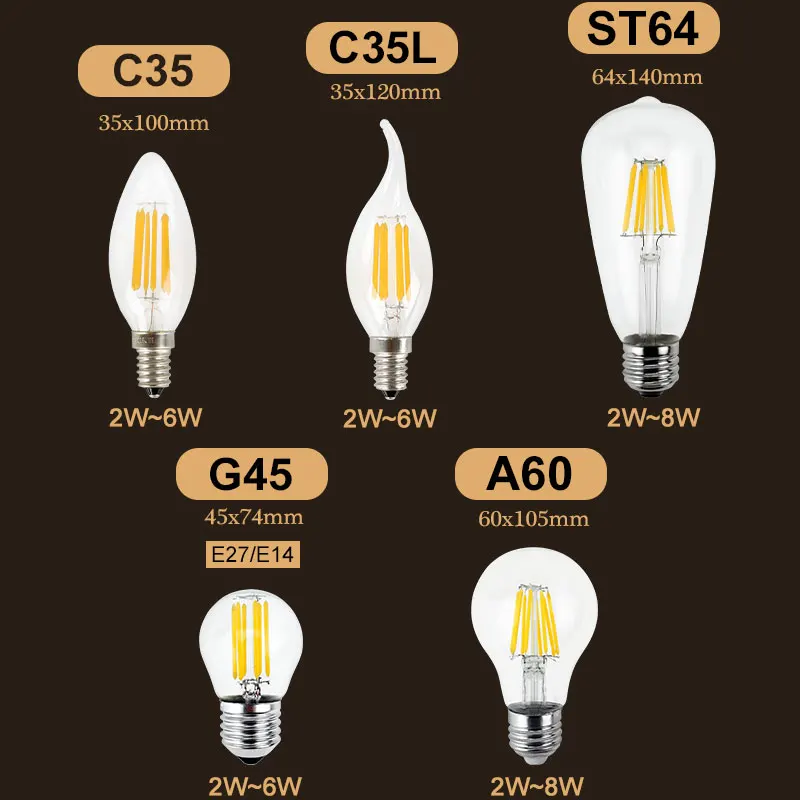 Lámpara LED Bombilla de Edison E27 E14 220 V 240 V LED filamento de la lámpara de luz 2 W 4 W 6 W 8 W antiguo Vintage Retro, vela de vidrio Lampada Bombillas Lámpara LED Bombilla de Edison E27 E14 220 V 240 V LED filamento de la lámpara de luz 2 W 4 W 6 W 8 W antiguo Vintage Retro, vela de vidrio Lampada Bombillas
