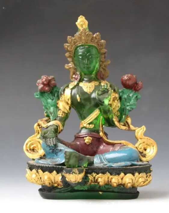 11.5 cm * / Buddhism Chines Crystal Glass Liuli Coloured crystal Buddha