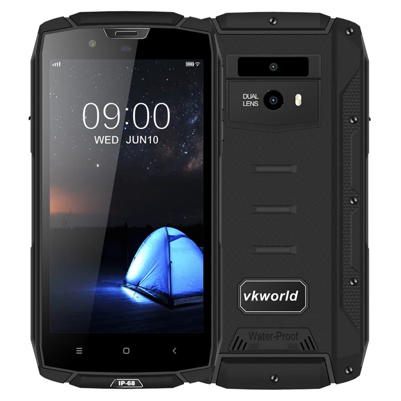 VKworld VK7000 IP68 водонепроницаемый смартфон 5,2 дюймов MTK6750T Восьмиядерный Android 5600 мАч Быстрая зарядка 4 Гб 64 Гб мобильный телефон с двумя sim-картами - Цвет: Черный