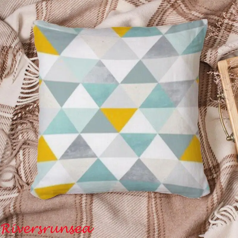 Современный стиль простая Геометрическая Подушка Волнистая Полоса Алмазный Цветок Птица Печать Декоративные подушки для спинка офисного кресла