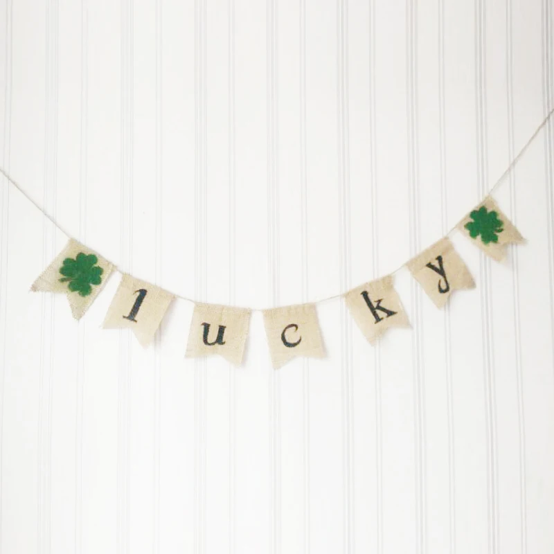 

2015 free shipping hot Clover Christmas birthday decorations handmade new sale burlap garland Party Decoration